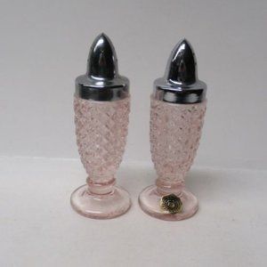 Westmoreland Glass Pink English Hobnail 4 1/2 In Salt n Pepper Shakers, O. Lids